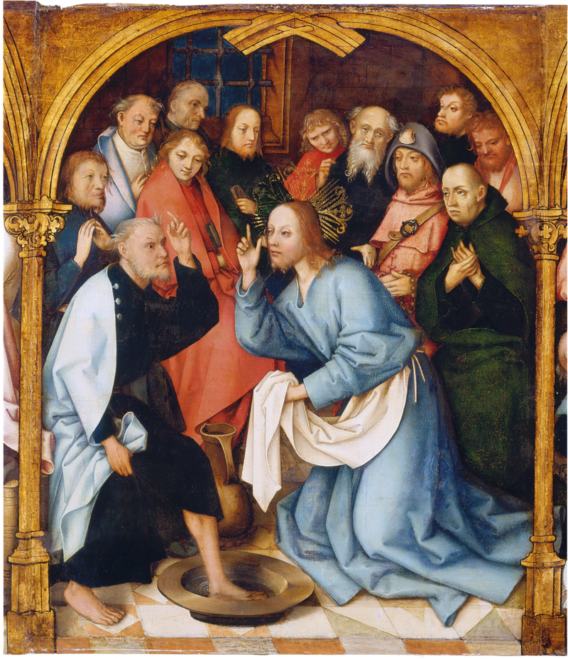 Dominikanskt altartavla från Frankfurt: Kristus som tvättar aposteln Petrus fötter - Hans Holbein den äldre