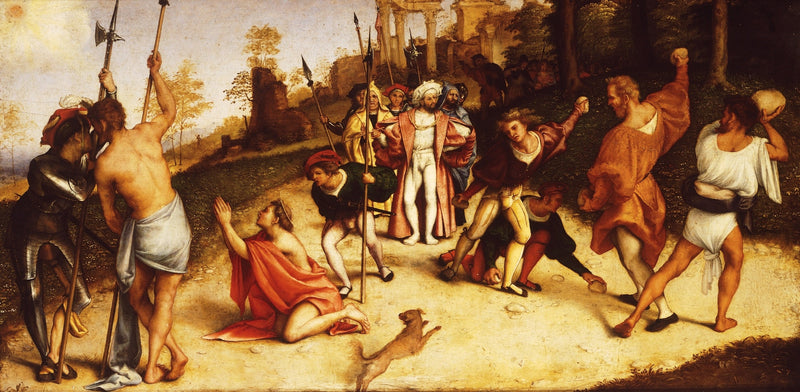Retabel av Saint Étienne:s martyrdöd, delning av Martinengo - Lorenzo Lotto