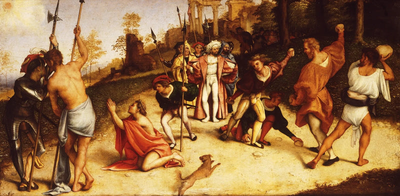 Retabel av Saint Étienne:s martyrdöd, delning av Martinengo - Lorenzo Lotto