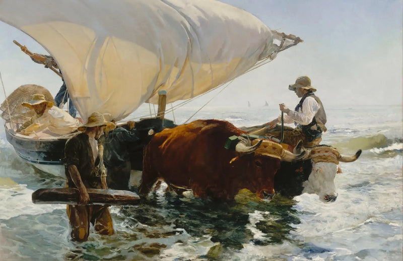 Återkomst från fisket: dragning av båten - Joaquín Sorolla