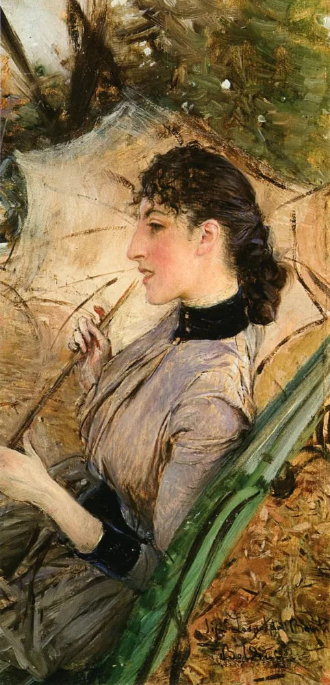 Porträtt av Alaide Banti med parasoll - Giovanni Boldini