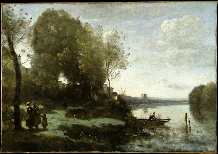 Rivière med en vy i fjärran - Jean-Baptiste Camille Corot