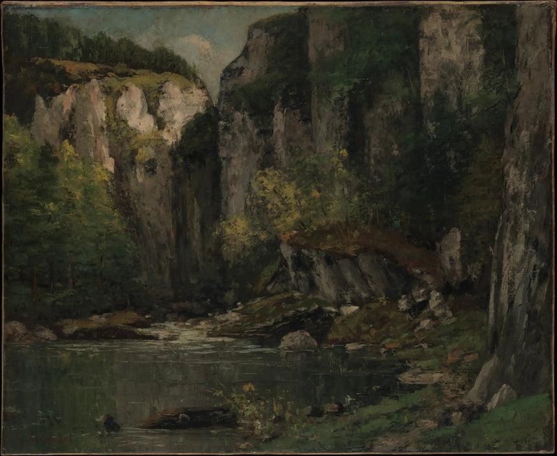 Flod och klippor - Gustave Courbet