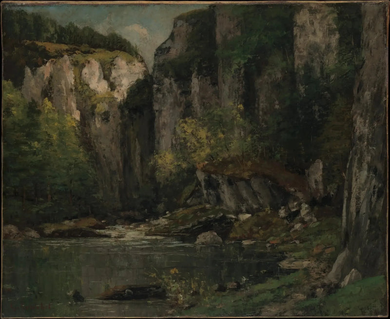 Flod och klippor - Gustave Courbet