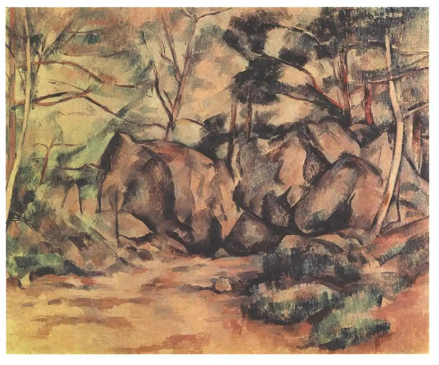 Stenar i skogen - Paul Cézanne