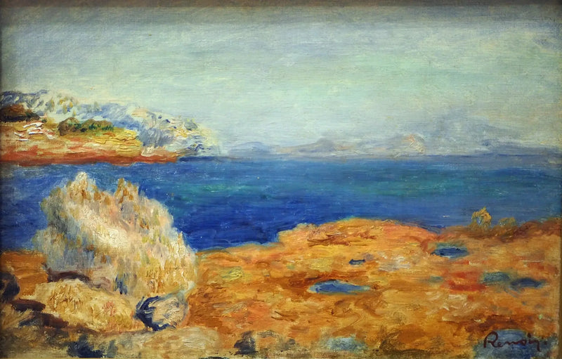 Gula klippor med blått hav - Pierre-Auguste Renoir