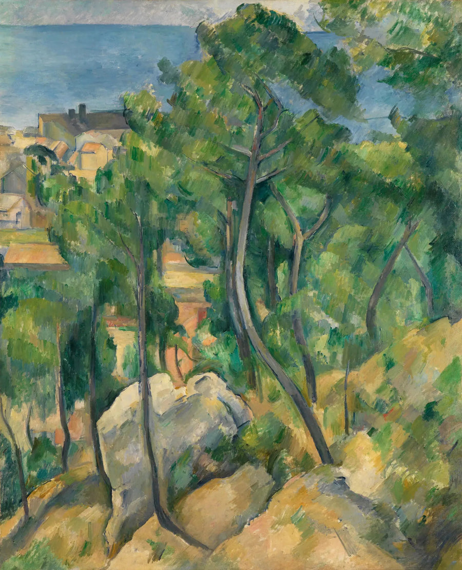 Klippblock, tallar och havet vid L'Estaque - Paul Cézanne