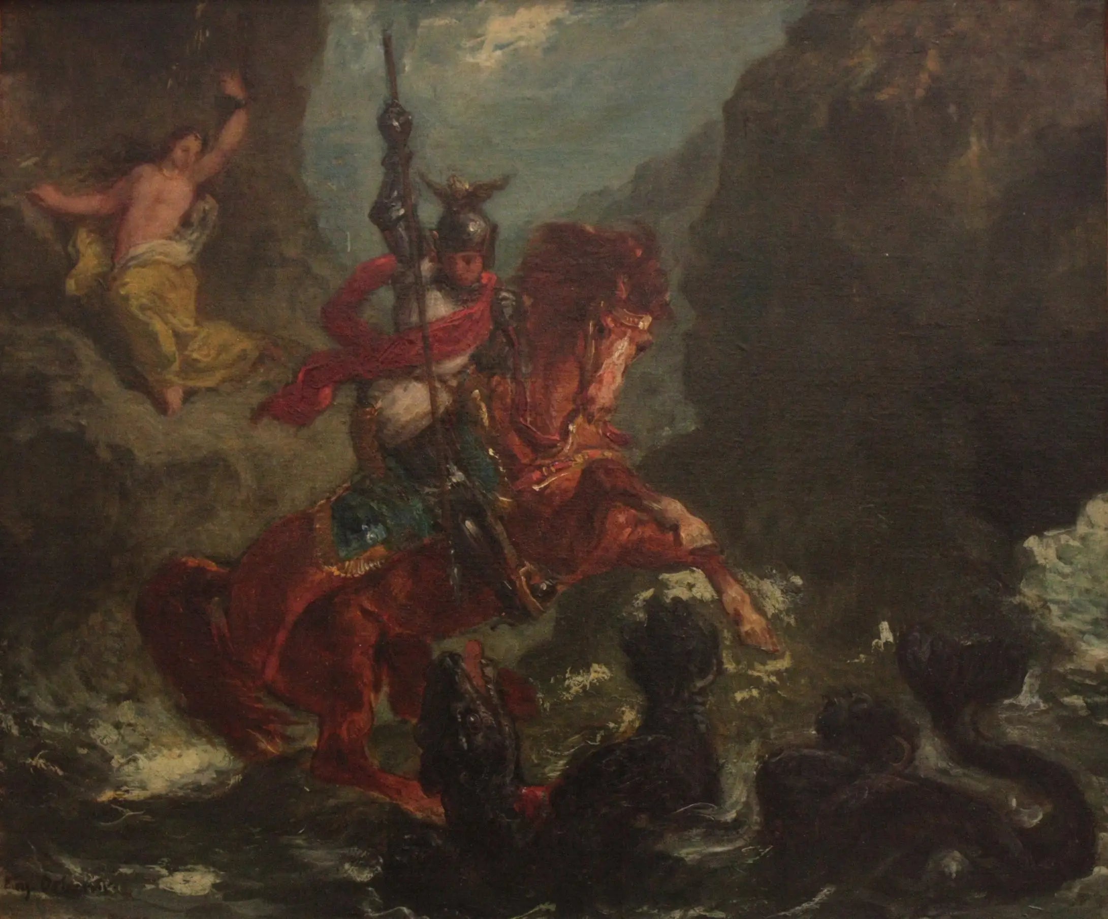 Roger délivrant Angélique - Eugène Delacroix image 1 reproduction réalisée par Alpha Reproduction