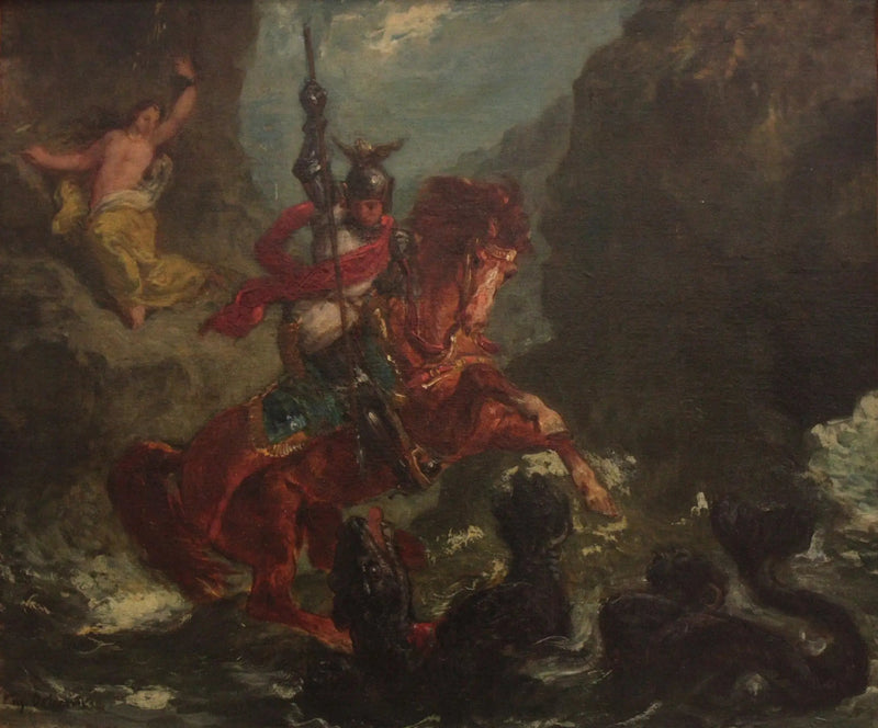 Roger som befriar Angélique - Eugène Delacroix