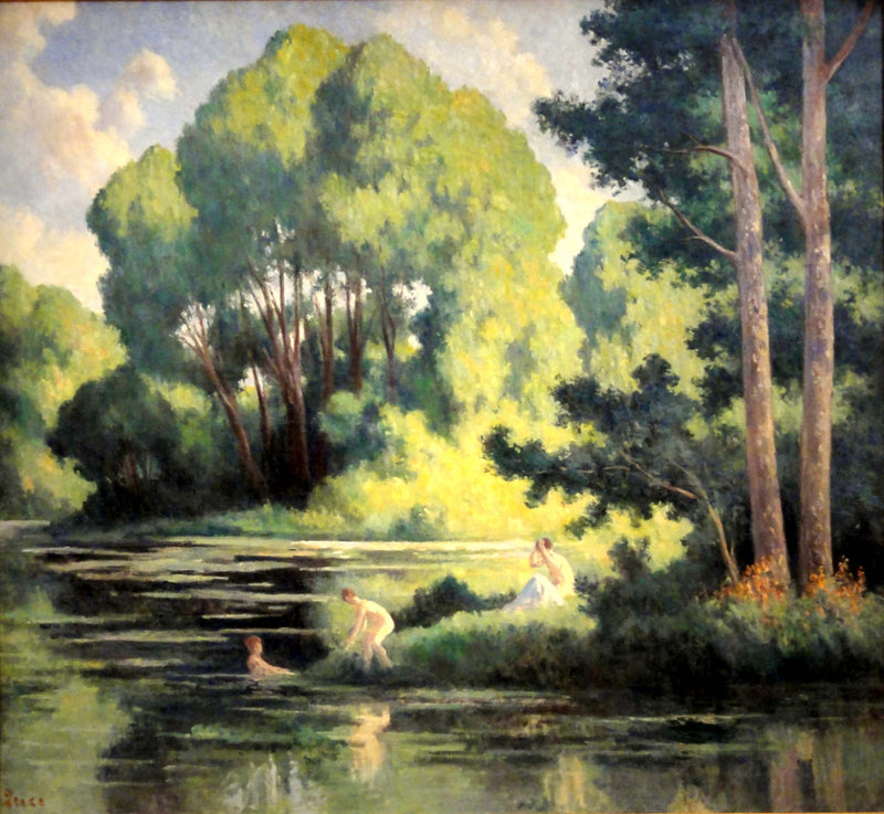 Rolleboise, bad i den lilla floden - Maximilien Luce