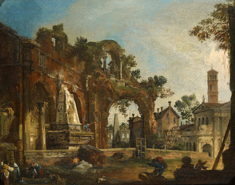 Rome: Capriccio med ruiner baserade på Forum - Canaletto