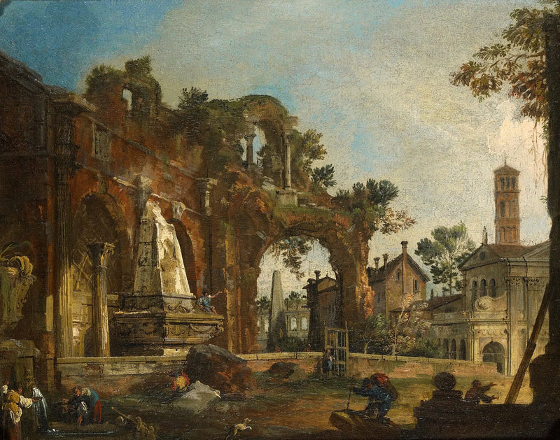 Rome: Capriccio med ruiner baserade på Forum - Canaletto
