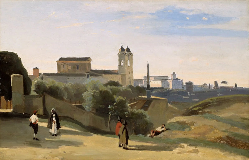 Rome Mont Pincio. Treenighetens berg. Utsikt över trädgårdarna vid Franska akademiens - Jean-Baptiste Camille Corot