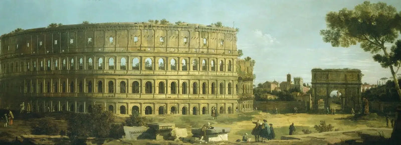 Rom: vy av Colosseum och Konstantins båge - Canaletto