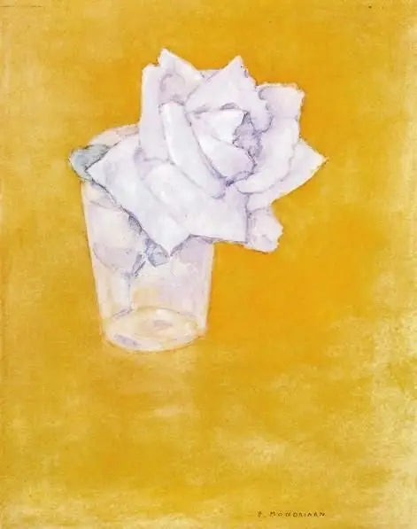 Vit ros i ett glas - Piet Mondrian