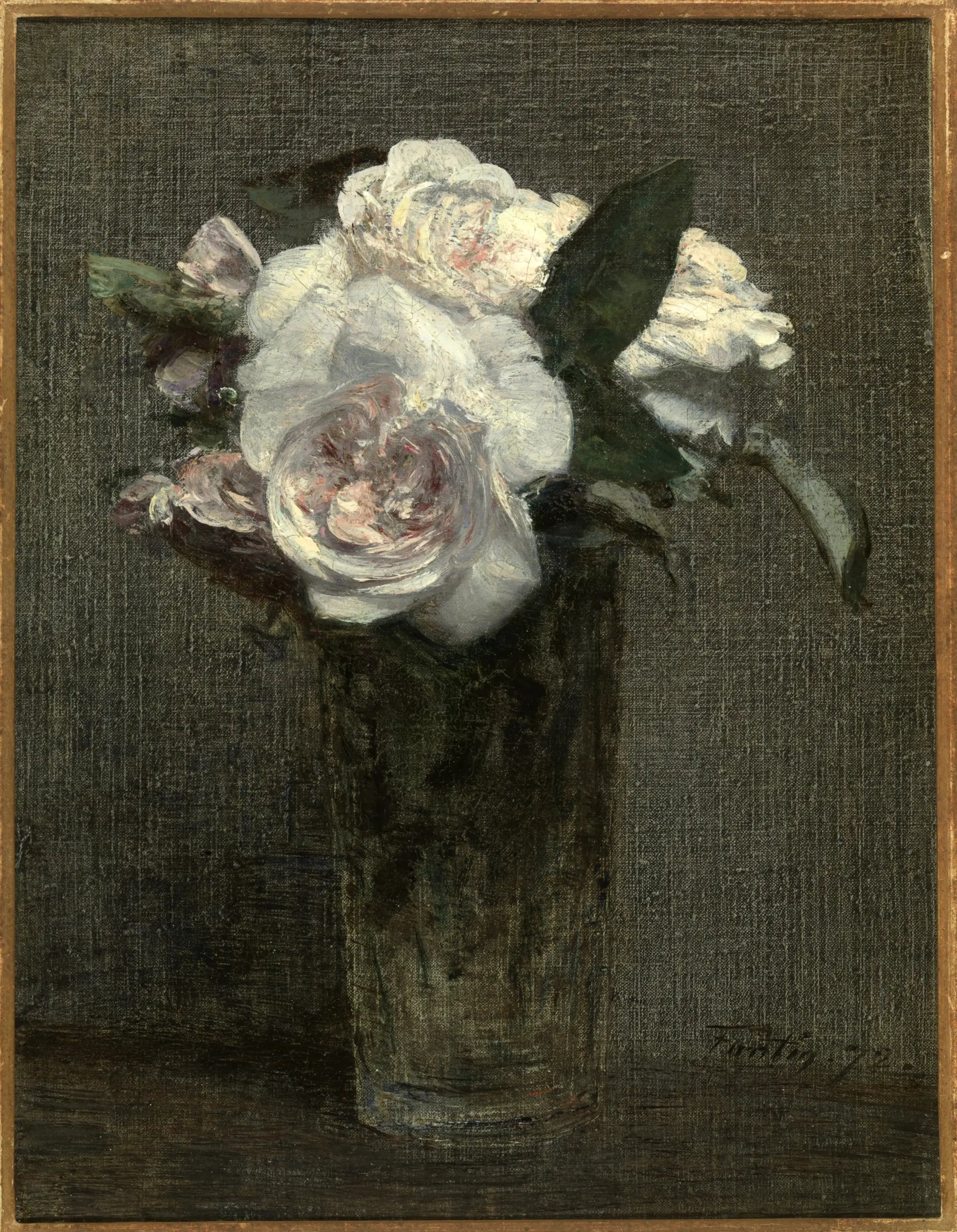 Roses blanches dans un verre - Henri Fantin-Latour - Alpha Reproduction