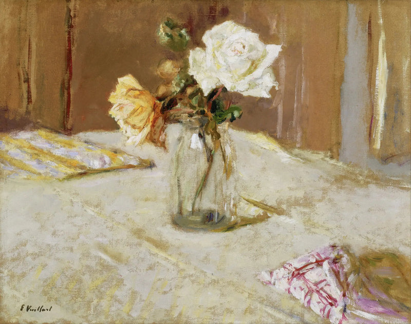 Rosor i en glasvas - Édouard Vuillard