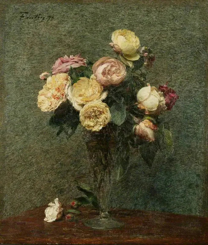 Rosor i en glasvas - Henri Fantin-Latour