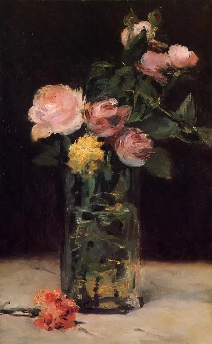 Rosor i en vas - Édouard Manet