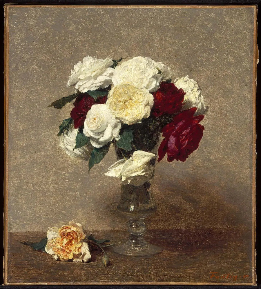 Rosor i en glasvas - Henri Fantin-Latour