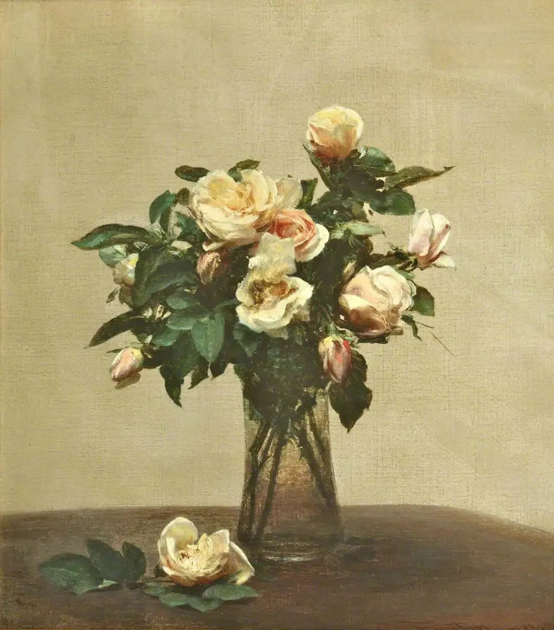Rosor i ett glasvas - Henri Fantin-Latour