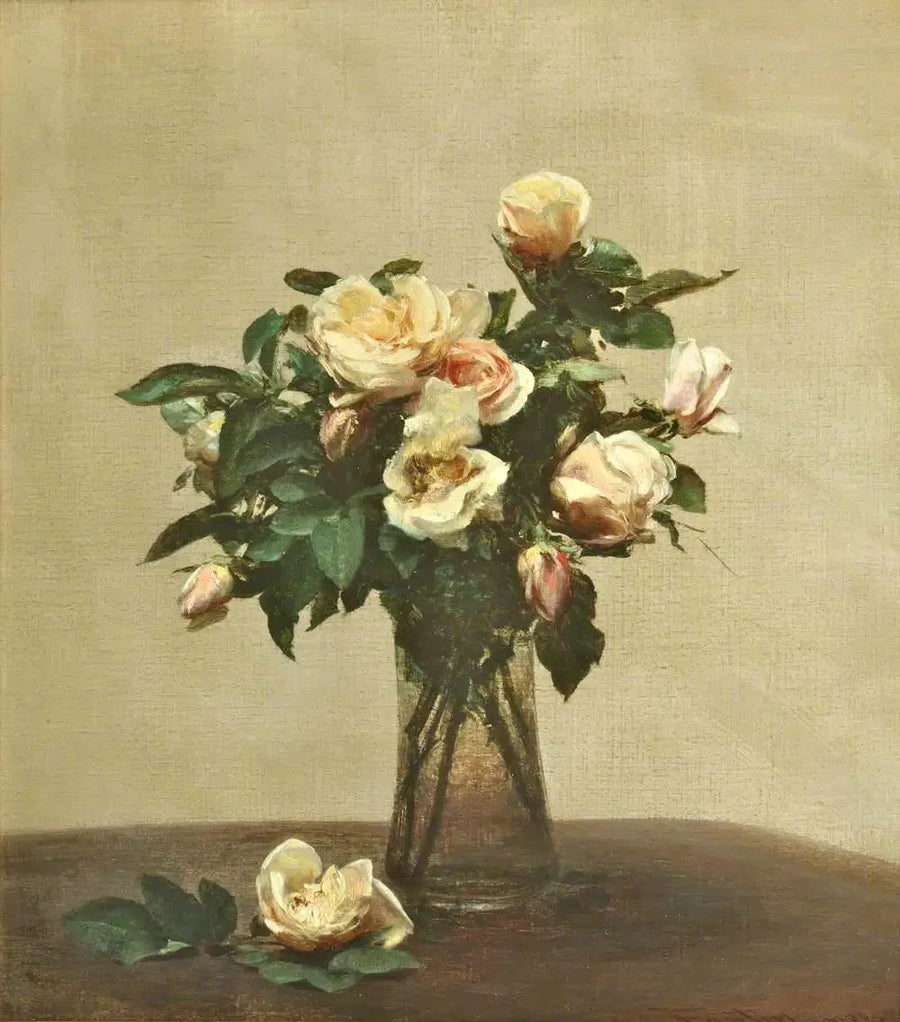 Rosor i ett glasvas - Henri Fantin-Latour