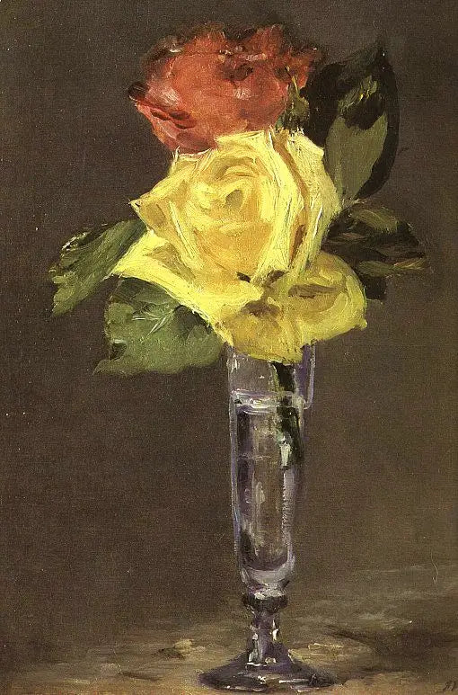 Rosor i ett champagneglas - Édouard Manet