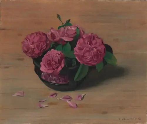 Rosor och svart kopp - Félix Vallotton
