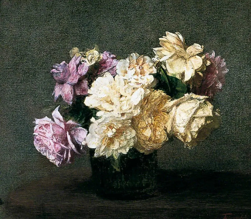 Rosa och gula rosor - Henri Fantin-Latour