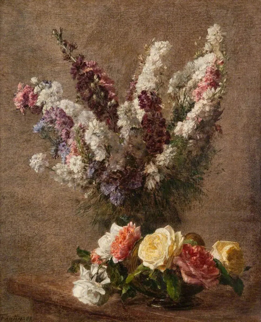 Rosor och blåfjäderstjärt - Henri Fantin-Latour