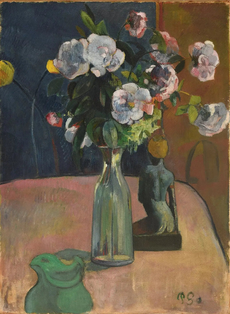 Rosor och statyett - Paul Gauguin