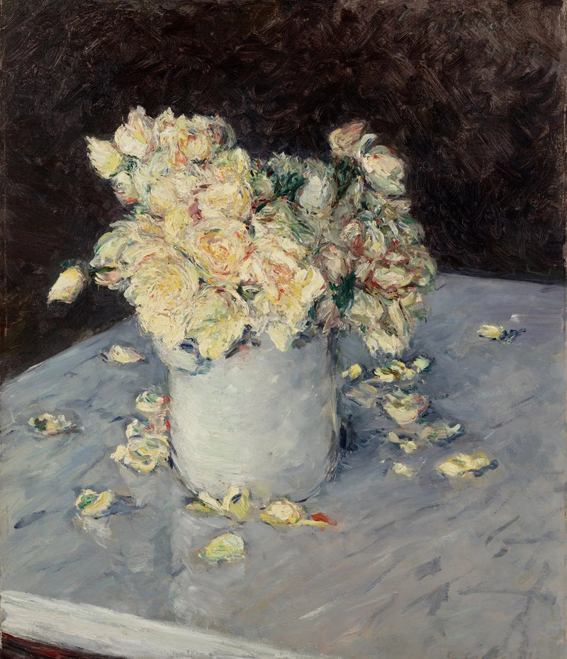 Gula rosor i en vas - Gustave Caillebotte