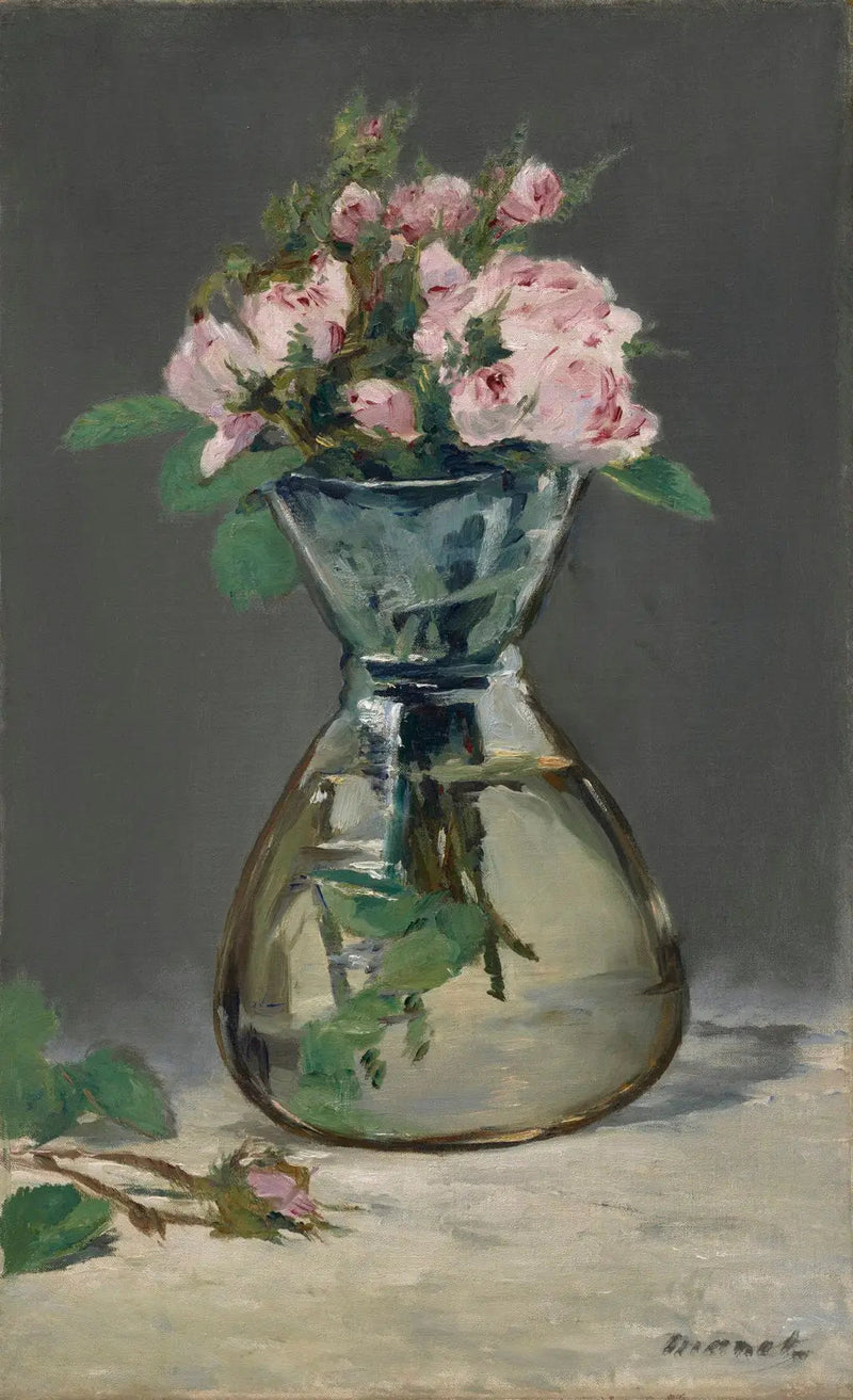 Mousseösa rosor i en vas - Édouard Manet