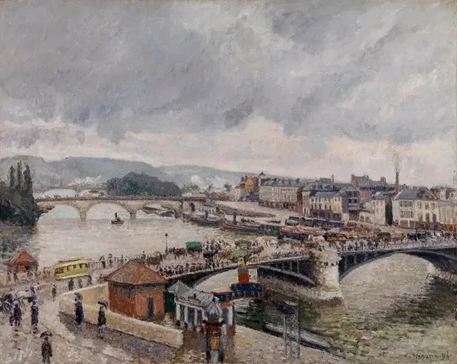 Rouen. Broarna Boieldieu och Corneille, regneffekt - Camille Pissarro