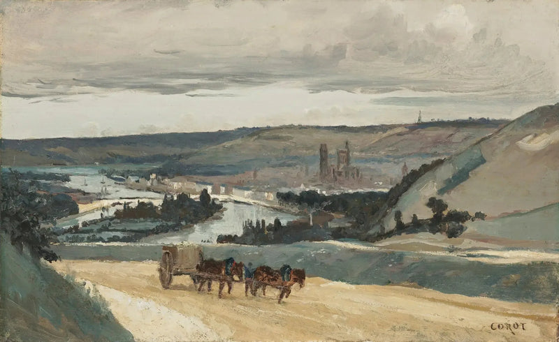 Rouen, utsikt över kullarna som dominerar staden - Jean-Baptiste Camille Corot