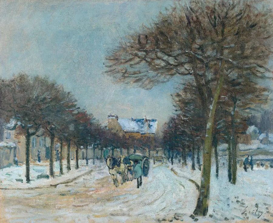 Omväg runt Abreuvoir de Marly-le-Roi, snöväder - Alfred Sisley