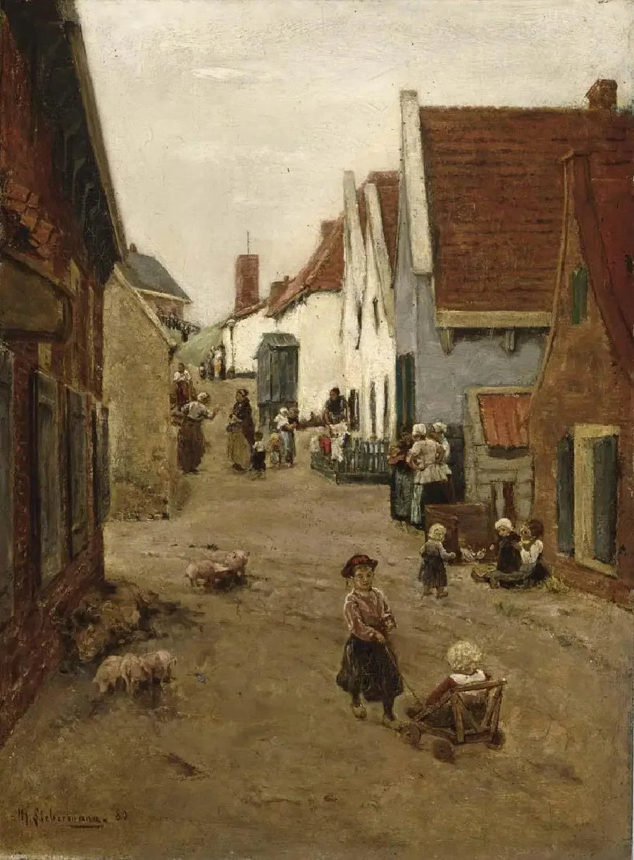 Väg till den nederländska byn / gata i Zandvoort - Max Liebermann