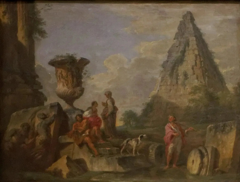 Antika ruiner med Caïus Cestius-pyramiden - Giovanni Paolo Panini
