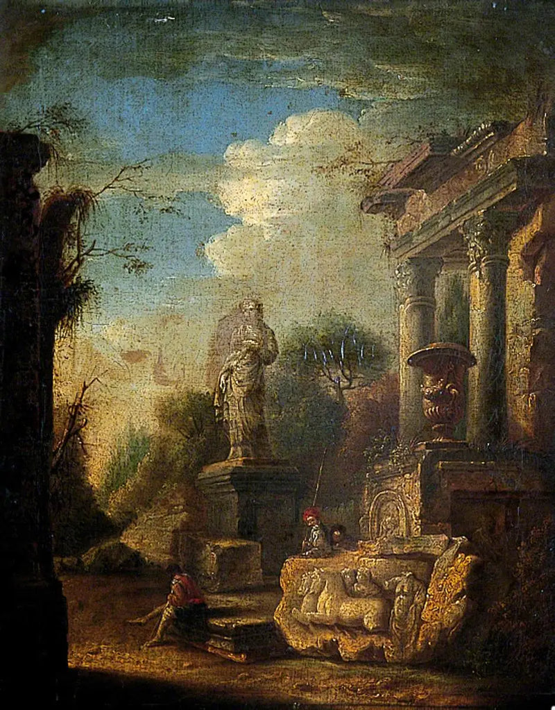 Ruiner med en staty - Giovanni Paolo Panini