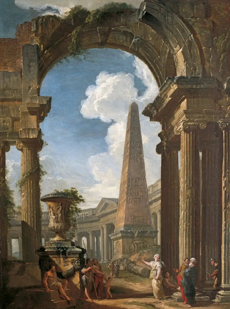 Ruiner av ett tempel med en sibyll - Giovanni Paolo Panini