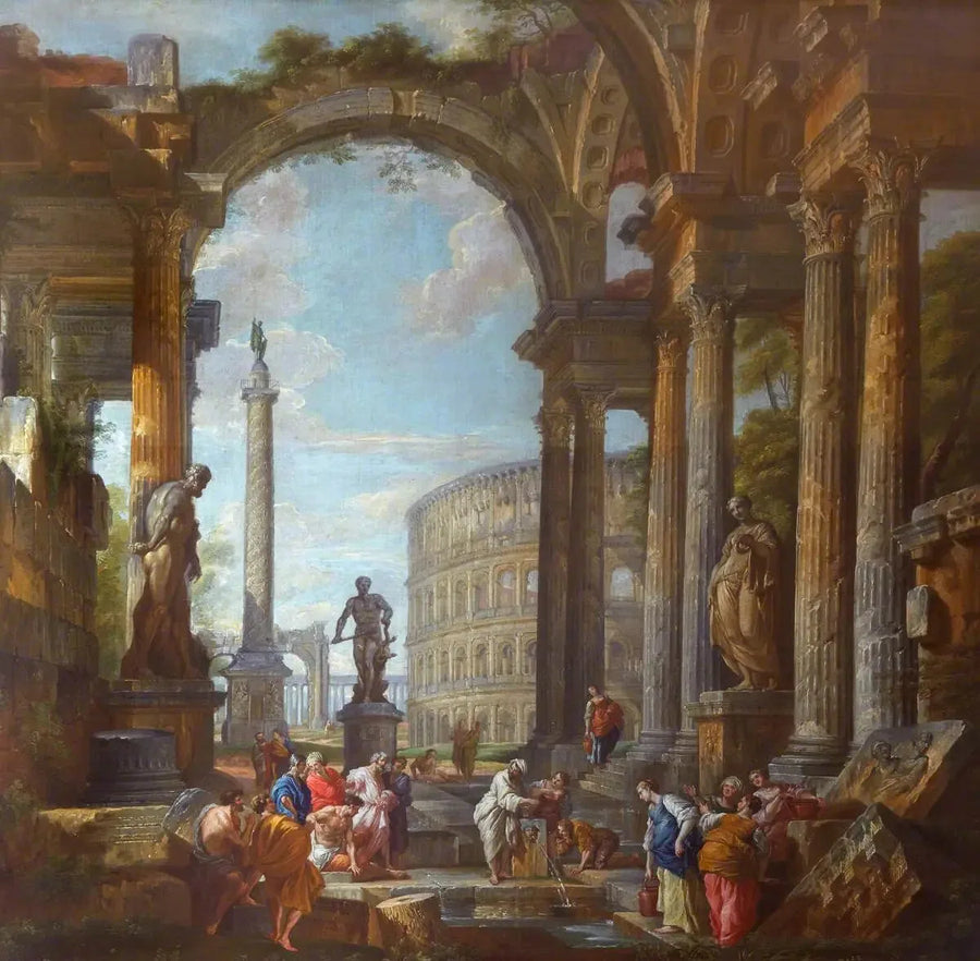 Romerska ruiner med figurer - Giovanni Paolo Panini