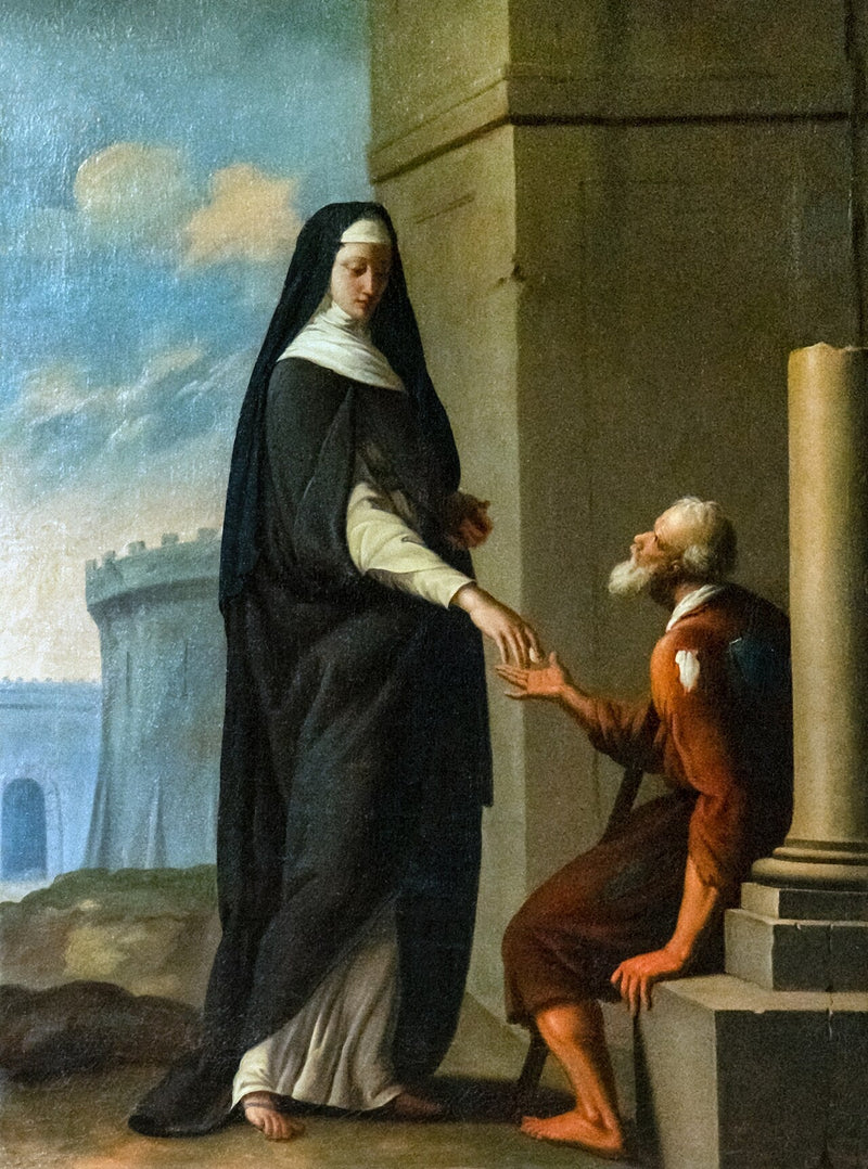 Carmelitnunna som ger allmosa - Eustache Le Sueur