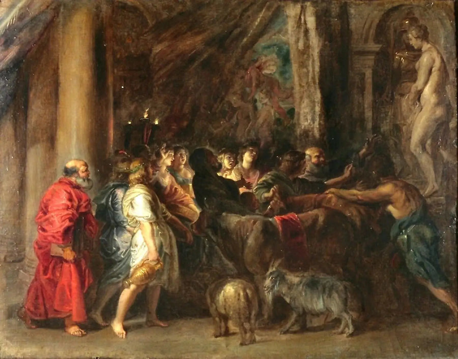 Offer i ett tempel (efter Adam Elsheimer) - Peter Paul Rubens