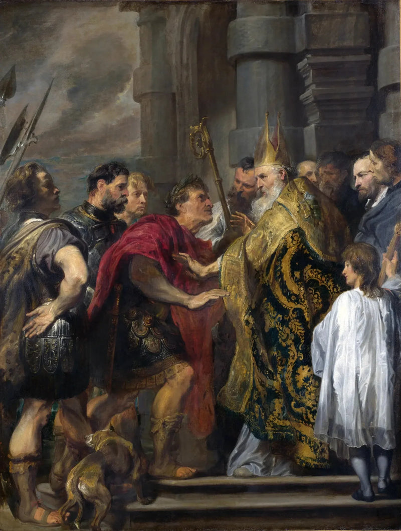 Saint Ambrosius vägrar Theodosius inträde i sin kyrka - Antoine van Dyck