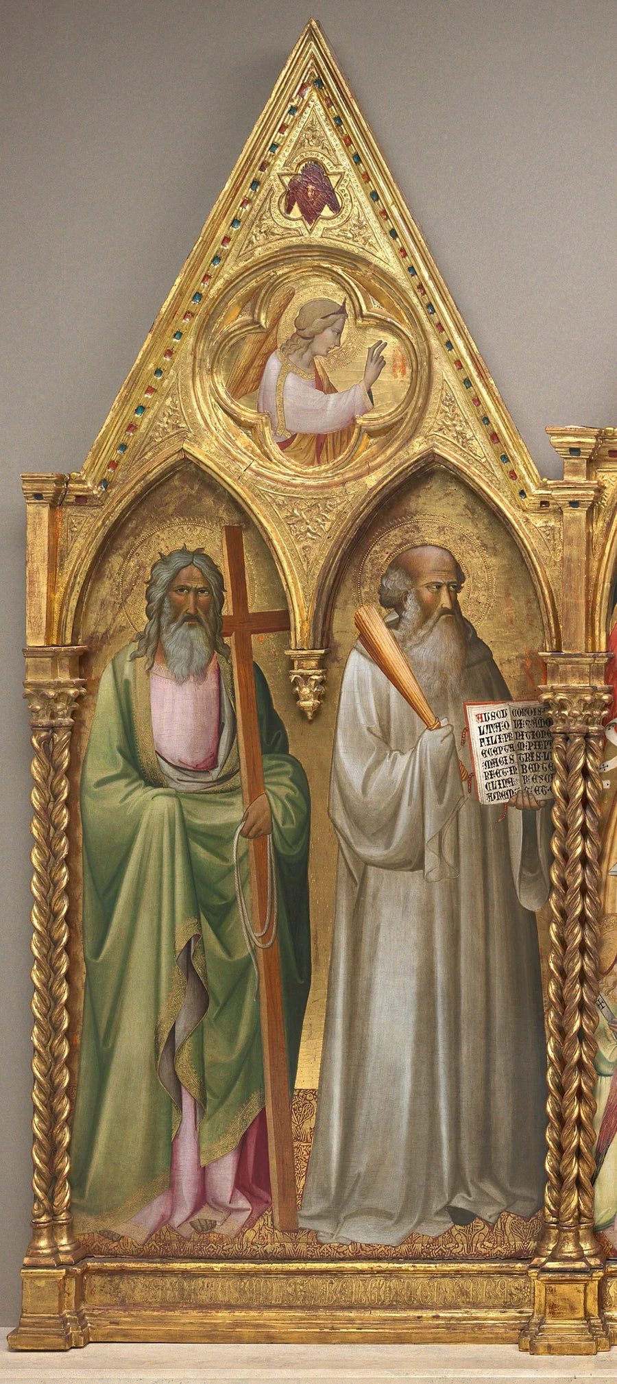 Saint André och Saint Benoît med ärkeängeln Gabriel [vänstra panelen] - Agnolo Gaddi