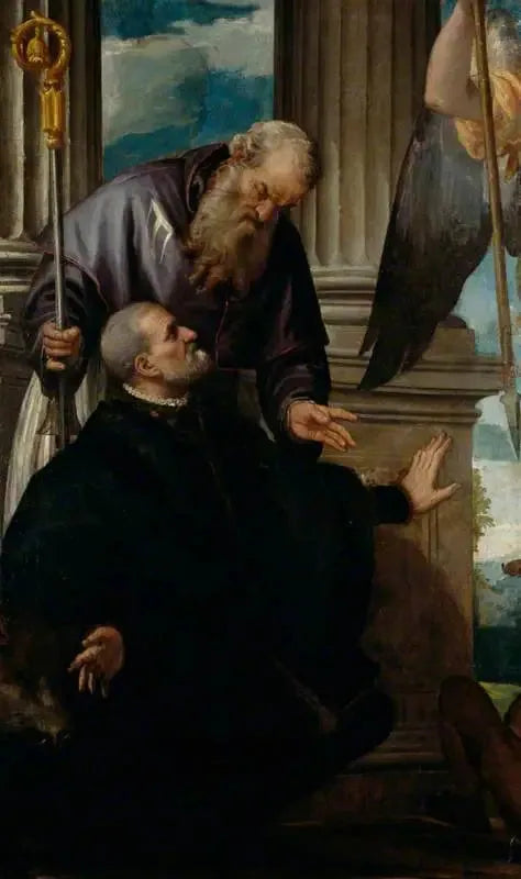 Saint Antoine Abbé, skyddshelgon för en knäböjande donator - Paul Véronèse