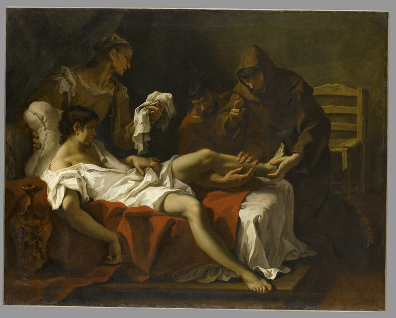 Saint Antoine de Padoue som botar en ung man som hade amputerat foten för att straffa sig själv för att ha slagit sin mamma - Sebastiano Ricci