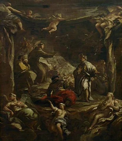 Saint Antoine de Padoue tillrättavisar tyrannen Ezzelino - Luca Giordano