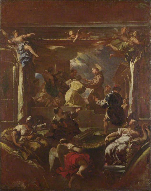 Saint Antoine de Padoue restaurerar en mans fot - Luca Giordano