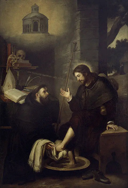 Saint Augustin tvättar Kristi fötter - Bartolomé Esteban Murillo